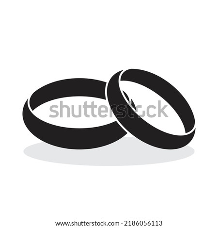 Wedding rings contour black, vector illustration on an isolated white background.

