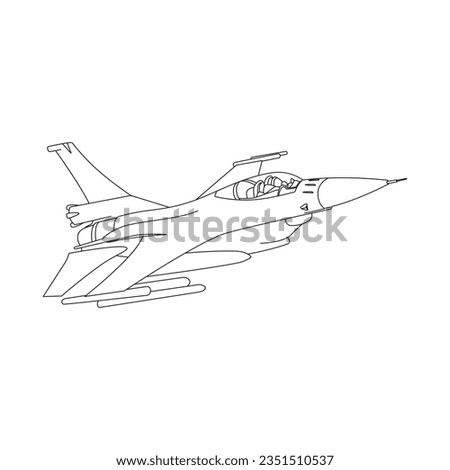 F 16 vector. Airplane model vector drawing. Blue background.


