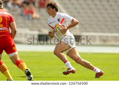 BARCELONA - SEPT, 15: Yannick Jauzion of Stade Toulousain during the French rugby union league match against USAP Perpignan at the Olympic Stadium in Barcelona, on September 15, 2012