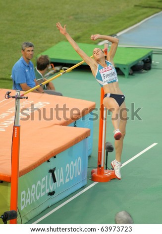 BARCELONA, SPAIN - AUGUST 01: Danielle Frenkel of Israel competes on High Jump Final of the 20th European Athletics Championships at the Olympic Stadium on August 1, 2010 in Barcelona, Spain