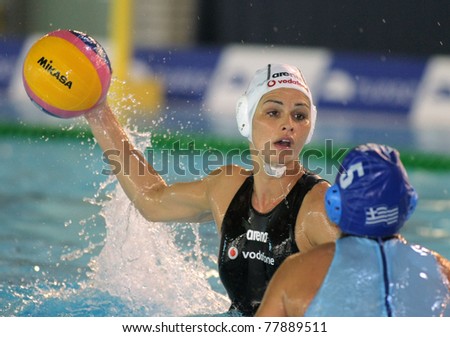 BARCELONA - MAY 15: Rita Dravucz of Hungary during the City of Barcelona Trophy waterpolo match between Hungary and Greece at the UE Horta pool on May 15, 2011 in Barcelona, Spain