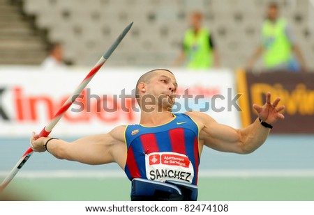 BARCELONA - JULY 22: Jordi Sanchez of FC Barcelona during Javelin Throw Event of Barcelona Athletics meeting at the Olympic Stadium on July 22, 2011 in Barcelona, Spain