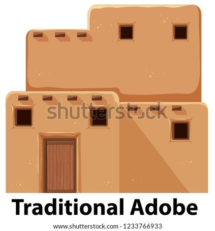 A traditional adobe house illustration