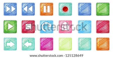 Illustration of the different colorful icons on a white background