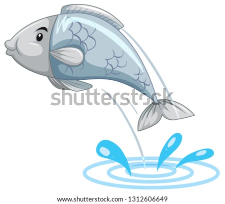 Simple fish jumping off the water illustration
