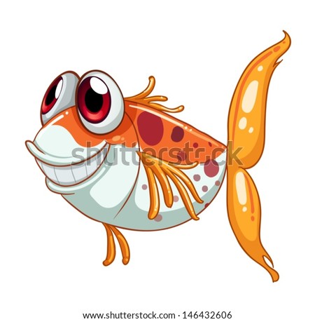 Illustration of an orange fish with big eyes  on a white background 