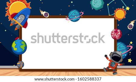 Border template with space theme in background illustration