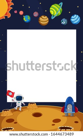 Frame template design with space theme illustration
