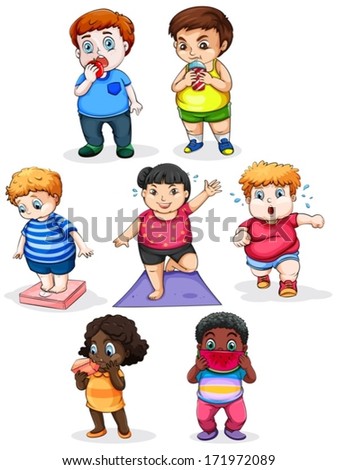 Illustration of the fat people on a white background