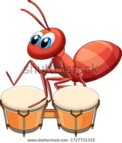 Musician ant playing drum illustration