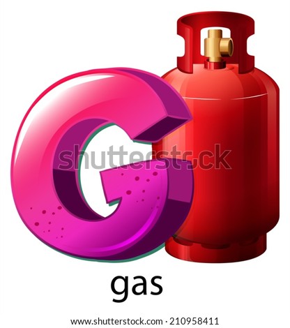 Illustration of a letter G for gas on a white background