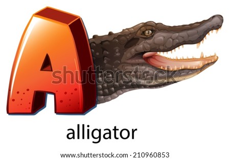 Illustration of a letter A for alligator on a white background