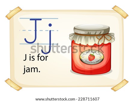 A letter J for jam on a white background 