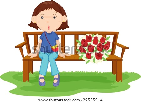 cartoon illustration of a child with roses