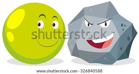 Ball and rock with facial expression illustration