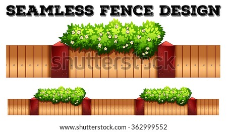 Seamless fence design with flower illustration