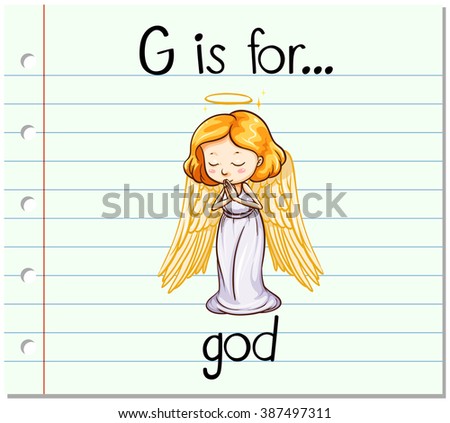 Flashcard letter G is for god illustration