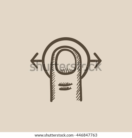 Drag horizontally touch screen gesture vector sketch icon isolated on background. Hand drawn Drag horizontally touch screen gesture icon. Drag horizontally sketch icon for infographic, website or app.