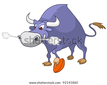 Cartoon Character Bull Isolated on White Background. Vector.