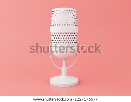 3d illustration. Retro a microphone on a pink background.