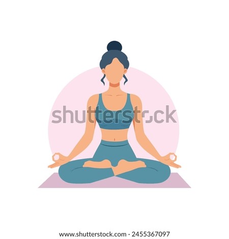 Faceless woman doing yoga lotus poses illustration