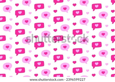 Love Chat Bubbles. Vector Pink Seamless Pattern. Social Media Messaging, And Valentines Day Themes