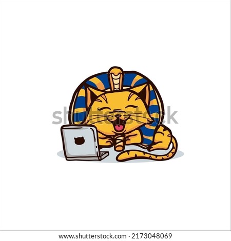 egyptian leptop cat character design for your mascot, t-shirt and identity