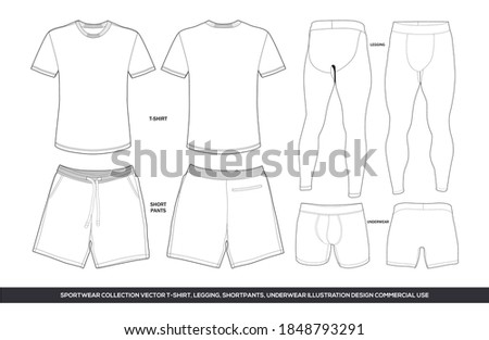 Sportwear Collection Vector T-Shirt, Legging, Shortpants, Underwear Illustration Design Commercial Use
