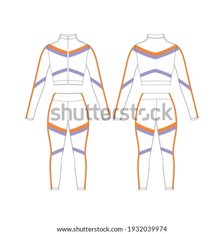 Sportwear White and Strip Woman Version 1 Front and Back, Template for Commercial Use