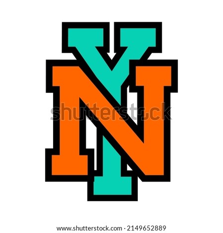 NY Typography Streetwear, Urban Design Patch Embroidery Screen Printing Tosca And Orange Color Patch Commercial Use Stock fotó © 