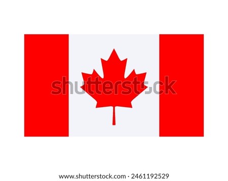 Canada national flag isolated on white. Official colors and maple leaf image, simple flat design. Vector clipart element for canadian events and news illustration, banner background.