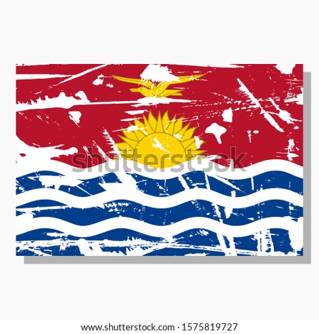 Kiribati flag with scratches and shadow in vector