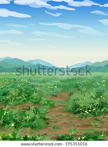 vector background landscape valley and mountains