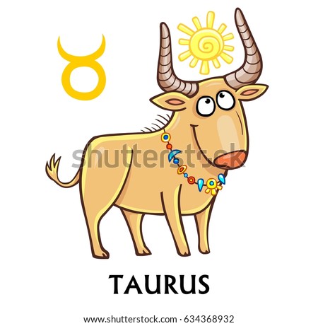  Zodiac sign Taurus. Fantastic animation animal. Vector illustration isolated on a white background.