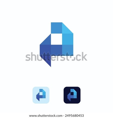 Letter P creative technological modern data pixel logo element template design. Vector illustration