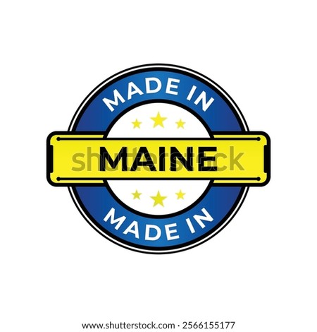 Made in Maine label icon emblem isolated on white background. Vector quality logo emblem design element. Vector illustration