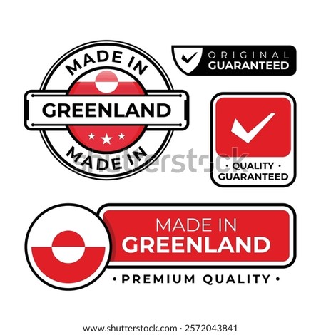 Badge bundle made in Greenland label icon emblem isolated on white background. Vector illustration