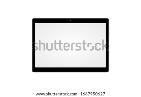 Tablet computer horizontal mockup. front view. Vector illustration

