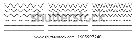 Wave line and wavy zigzag pattern lines. Vector black underlines, smooth end squiggly horizontal curvy squiggles