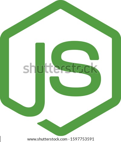 Node.js vector logo. Backend programming in JavaScript. Server development.
