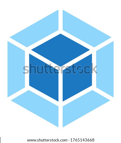 Webpack vector emblem. Double blue coub on the white background.