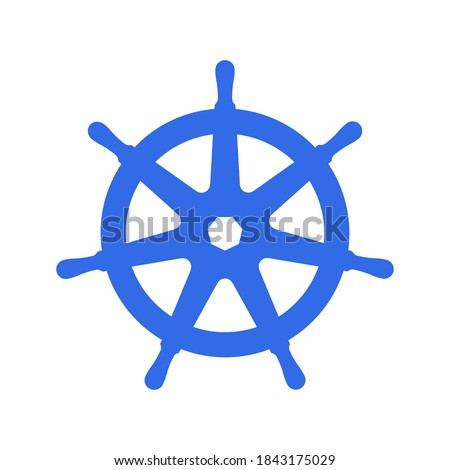 Blue wheel or helm vector icon for Kubernetes app, k8s.