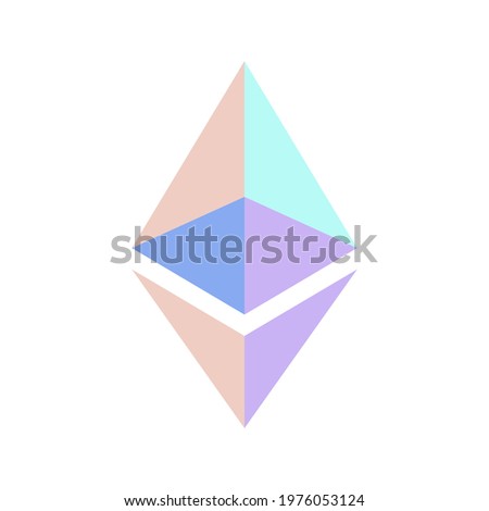 Ethereum logo, cryptocurrency symbol, color vector isolated