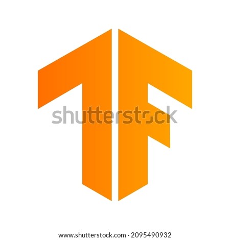 TensorFlow icon, orange letters T and F