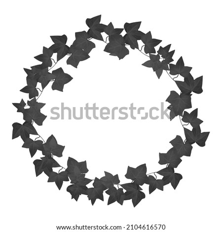 Black ivy wreath in dark academia style, trendy vector illustration on white background.