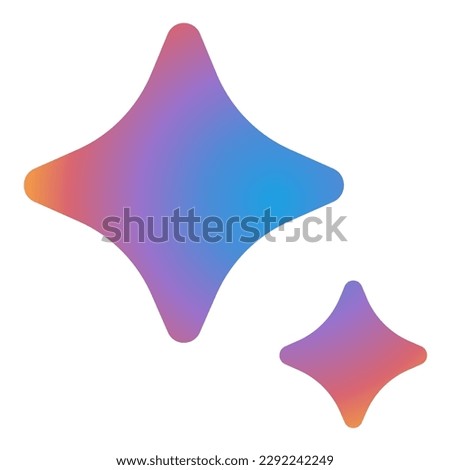 Bard Google AI vector logo, stylized representation of two stars isolated on white background, colorful, abstract shape.