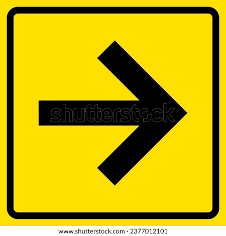 Black Arrow Sign On Square Yellow Background, Sticker, For Print, Plot, Cut