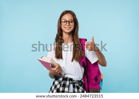 Similar – Image, Stock Photo Little girl preschooler showing painted colourful hands