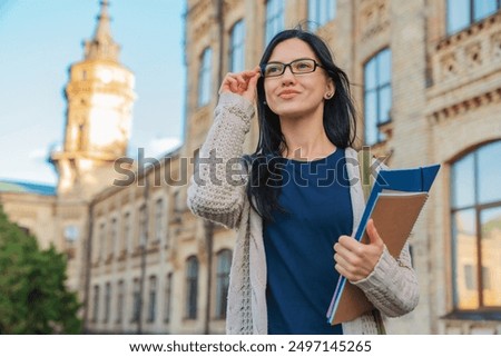 Similar – Image, Stock Photo Female tourist standing near sea