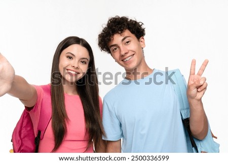 Similar – Image, Stock Photo Young boy is making a wooden  bird house in the carpenter workshop. Curious little sister is trying to see what he is doing behind his back